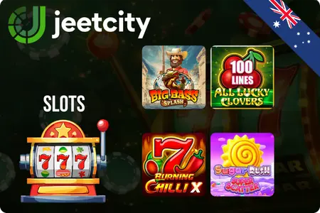 JeetCity Casino slots section with popular game titles